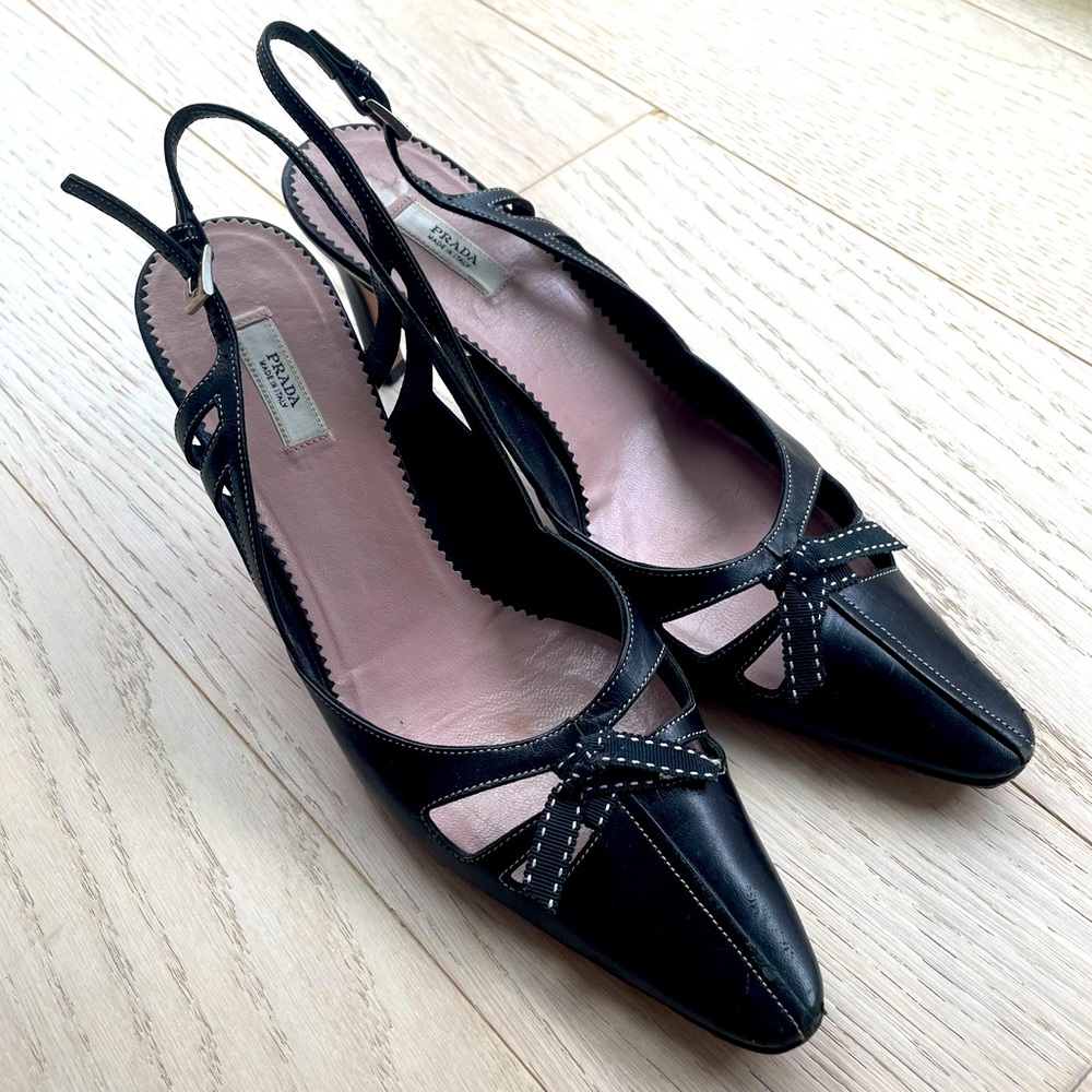 PRADA | Kitten Heel Sling Backs